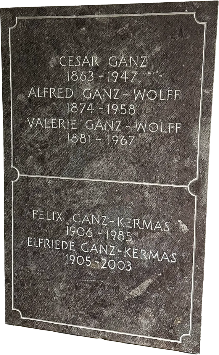 Grave memorial of Alfred & Valerie Ganz